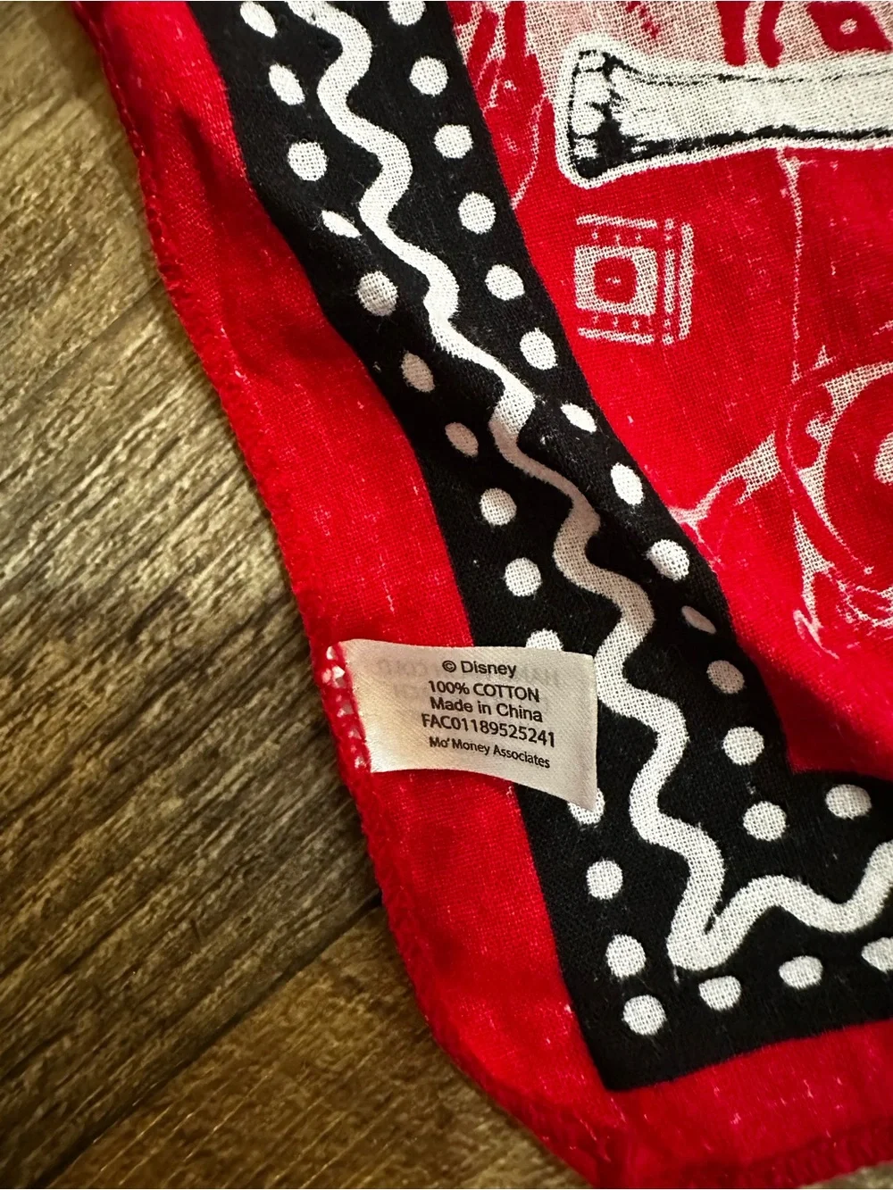 Disney Red and Black Pirate Mickey Bandana Scarf